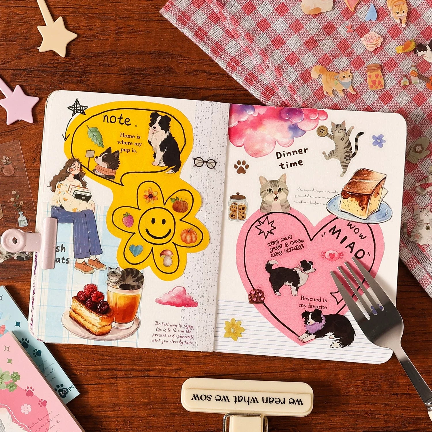 Plush Healing Series Cute Cats & Dogs Themed Stickers for Journaling and Decoration ( 1pcs )