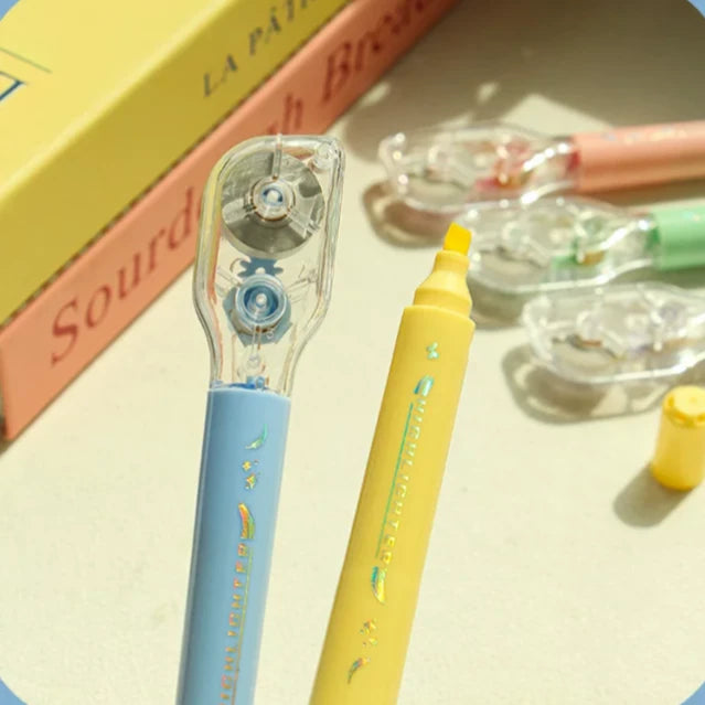 Aesthetic 2 in 1 Correction Tape & Highlighter ( 1pc )