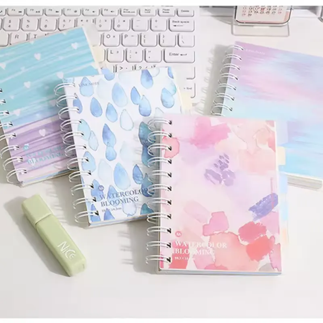 Watercolor Blooming Coil Bound Spiral Notebook Dairy ( 1pc )