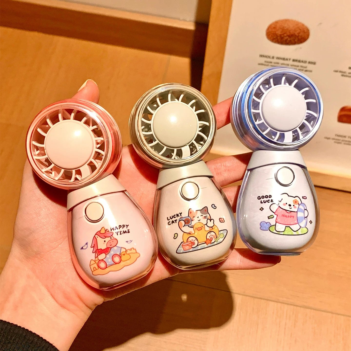 Cute Handheld Three Speed Fan Rechargeable ( 1pc )
