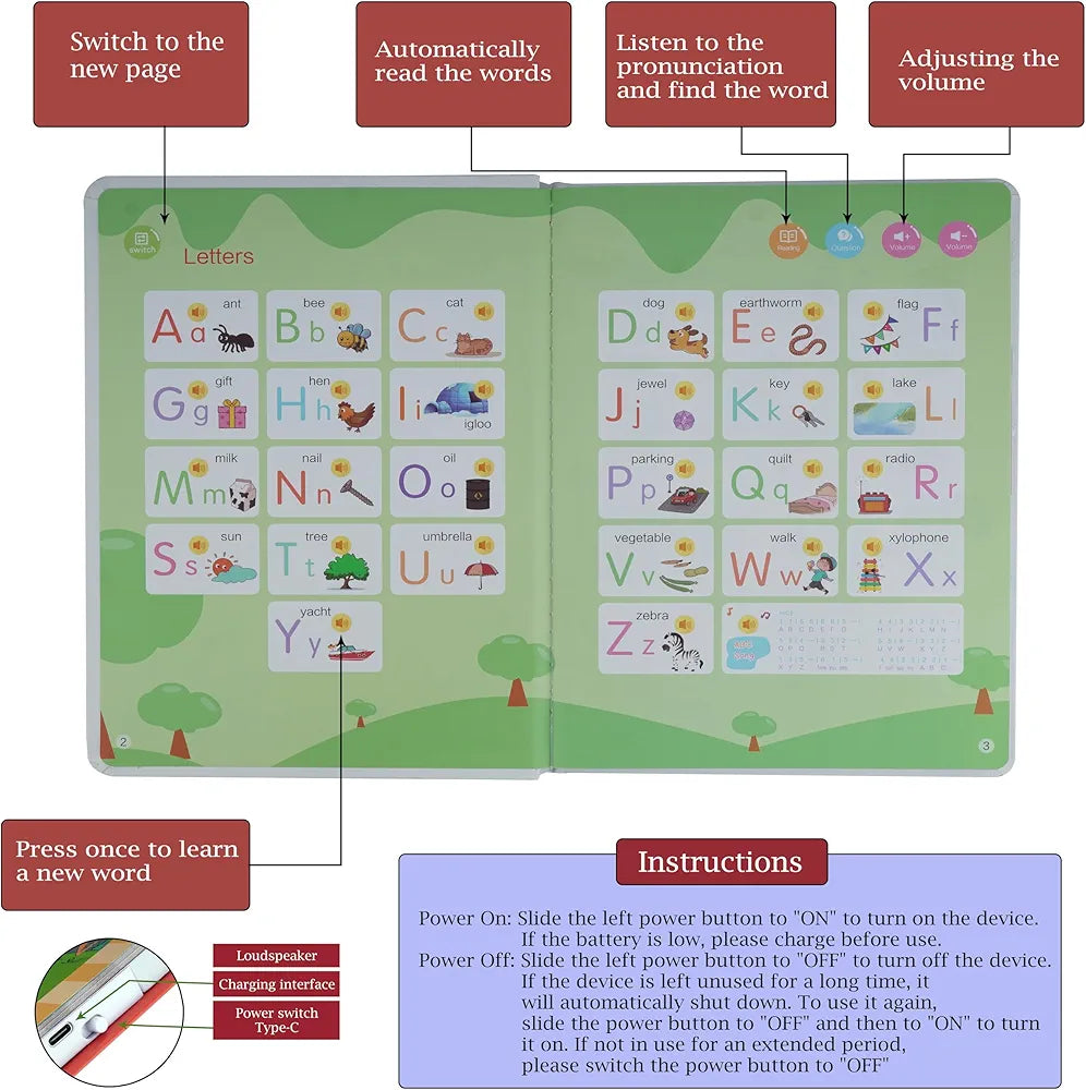 Interactive English Learning Kids Audio Book Rechargable ( 1pc )