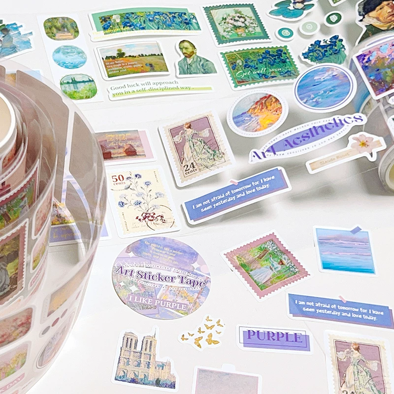 Oil Painting Style Journaling Stamp Sticker Roll ( 1pc )