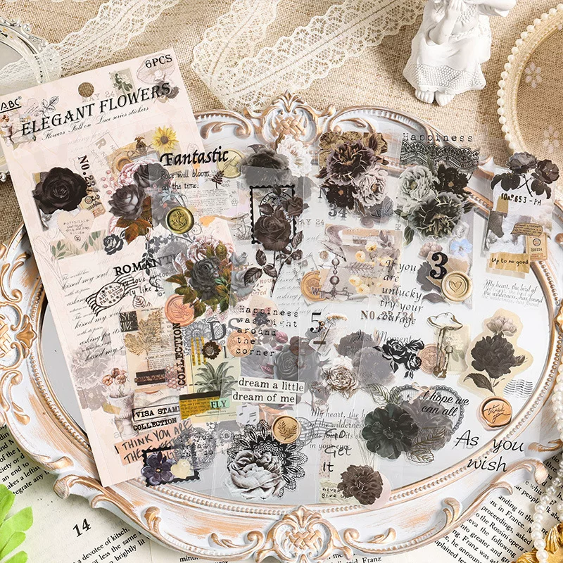 Flower Bud Journaling Scrapbooking Sticker Sheets ( 6 sheets )