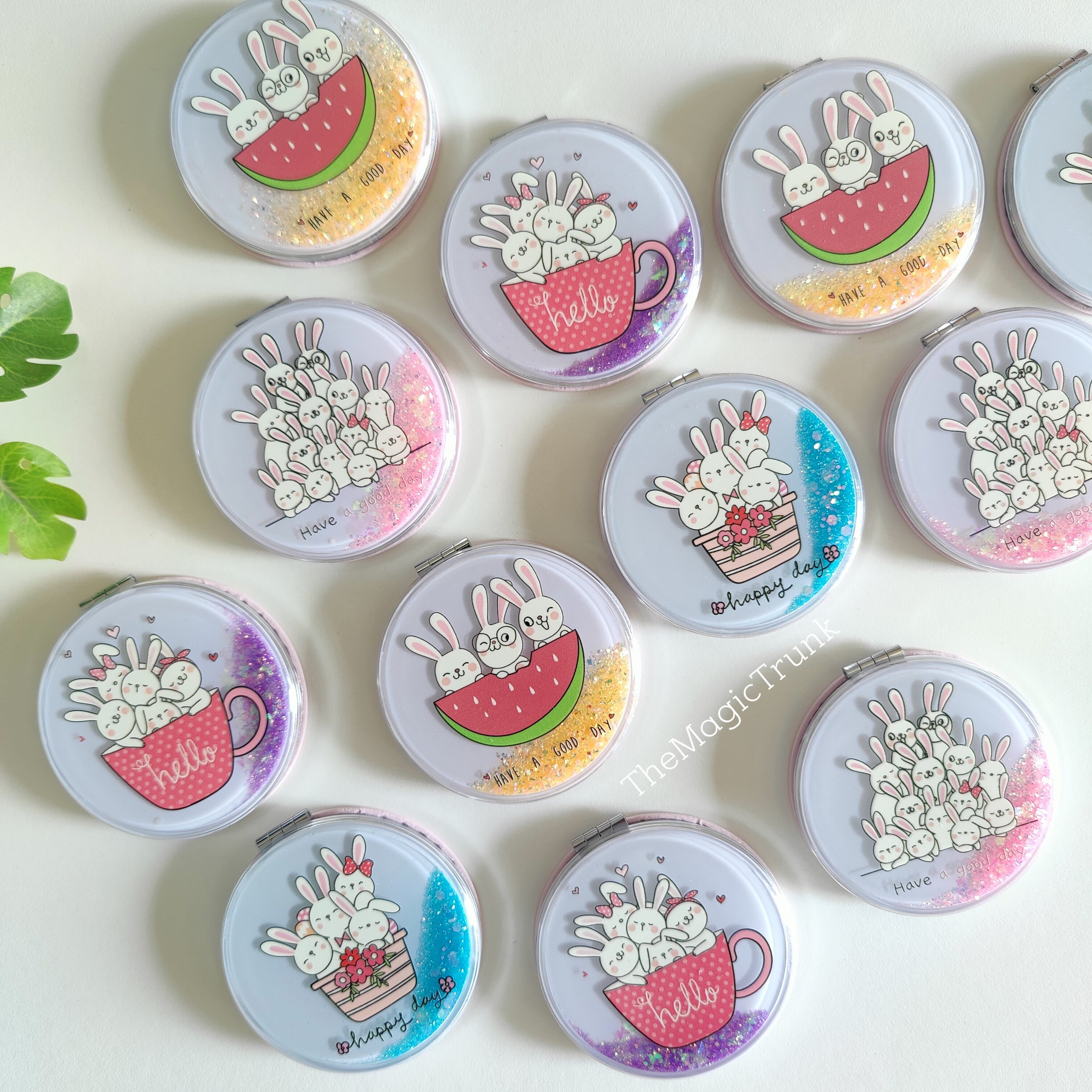 Bunny Rabbit Glitter Cosmetic Pocket Mirror ( 1pc )