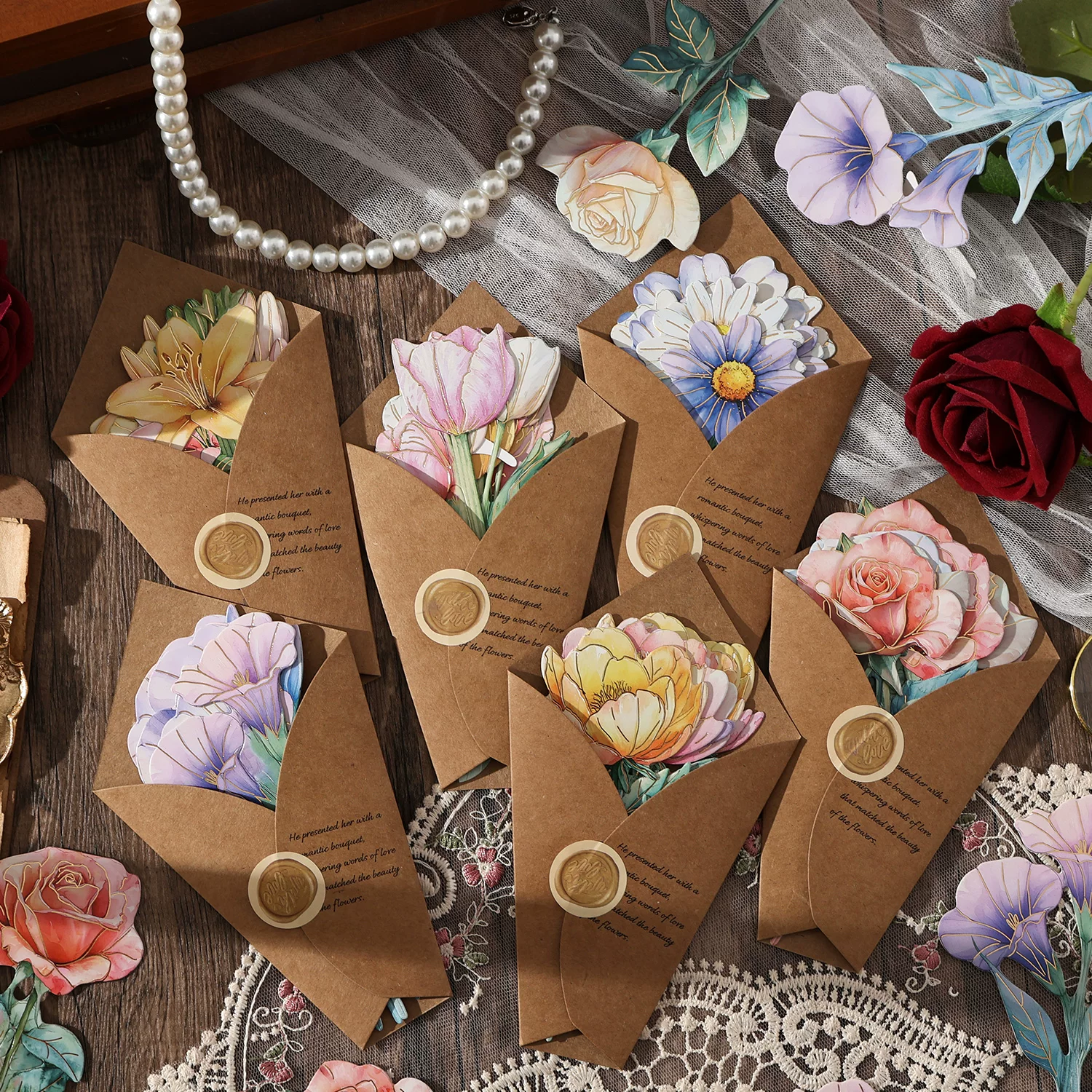 Floral Fragrance Series Journaling Scrapbooking Cutouts ( 8pcs )