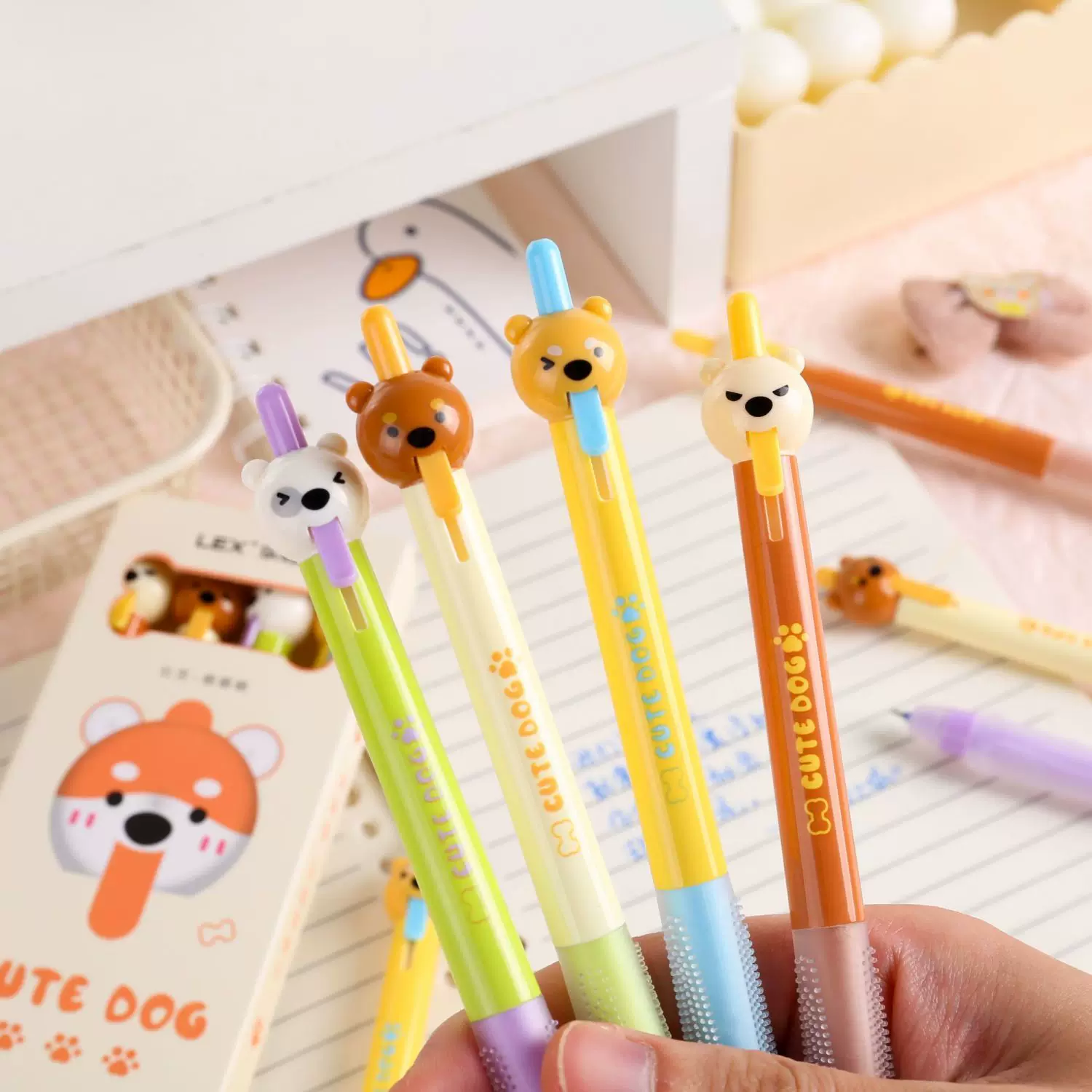 Puppy Dog Erasable Blue Gel Pen Set ( 4pcs )