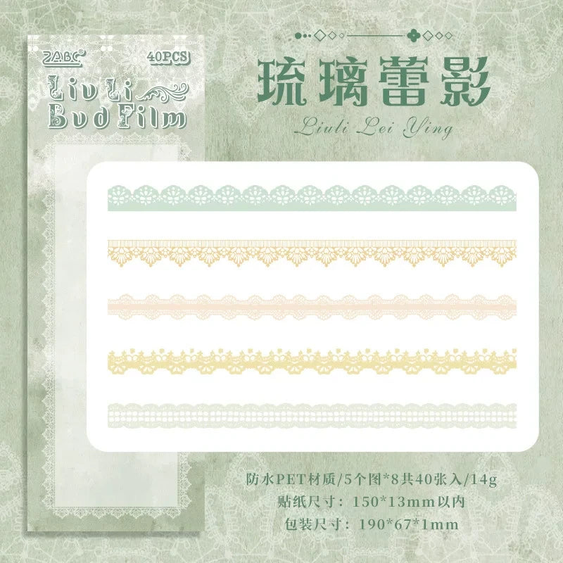 Dreamy Lace & Floral Series Journaling Scrapbooking Stickers Strips ( 40pcs )