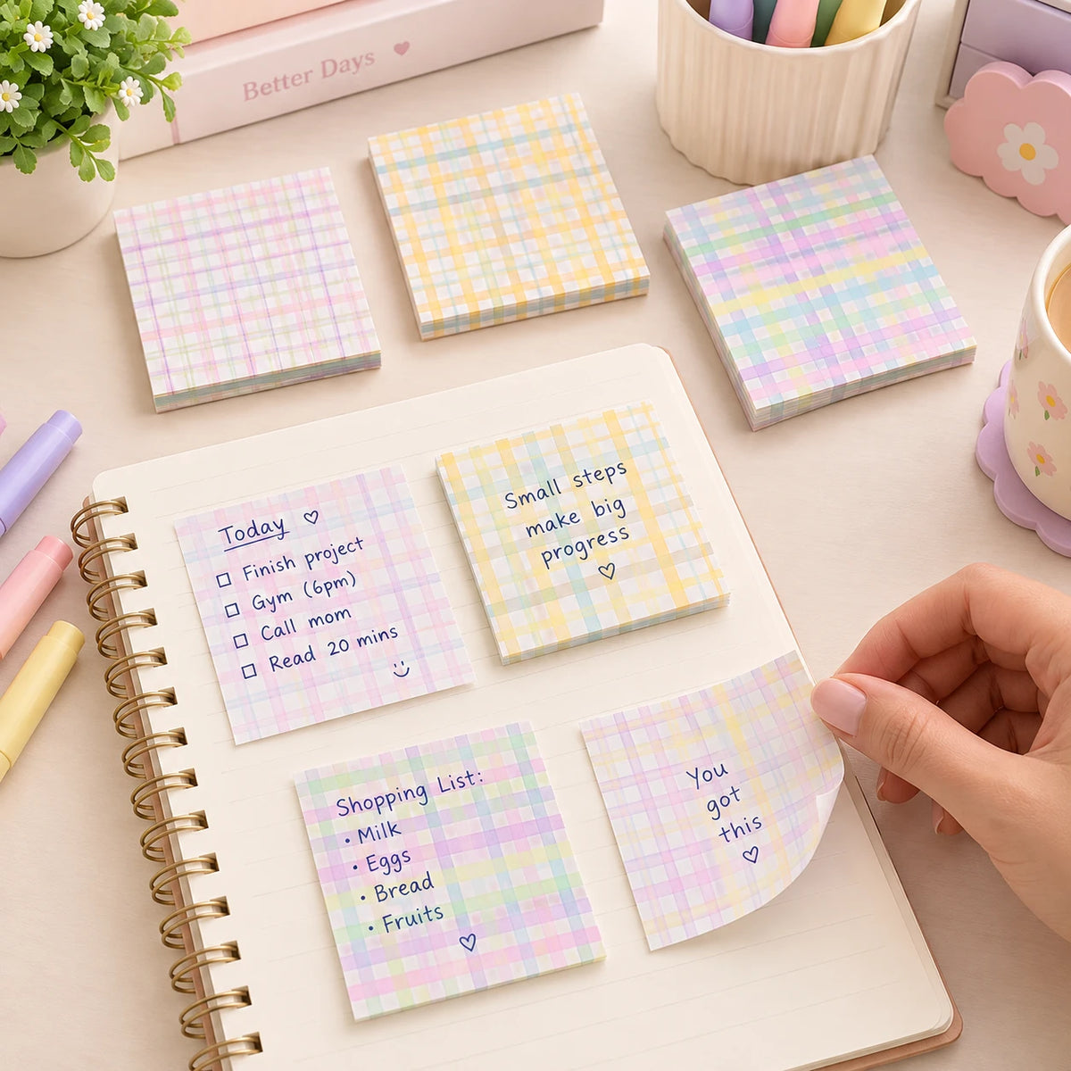 Pastel Grid Sticky Notes ( 1pc )