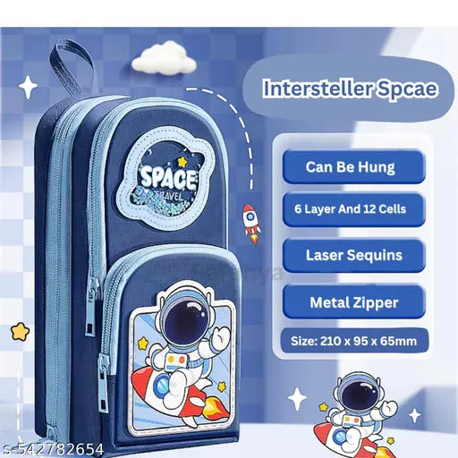 Space Astronaut Double Layer Multipurpose Pencil Stationery Pouch ( 1pc )