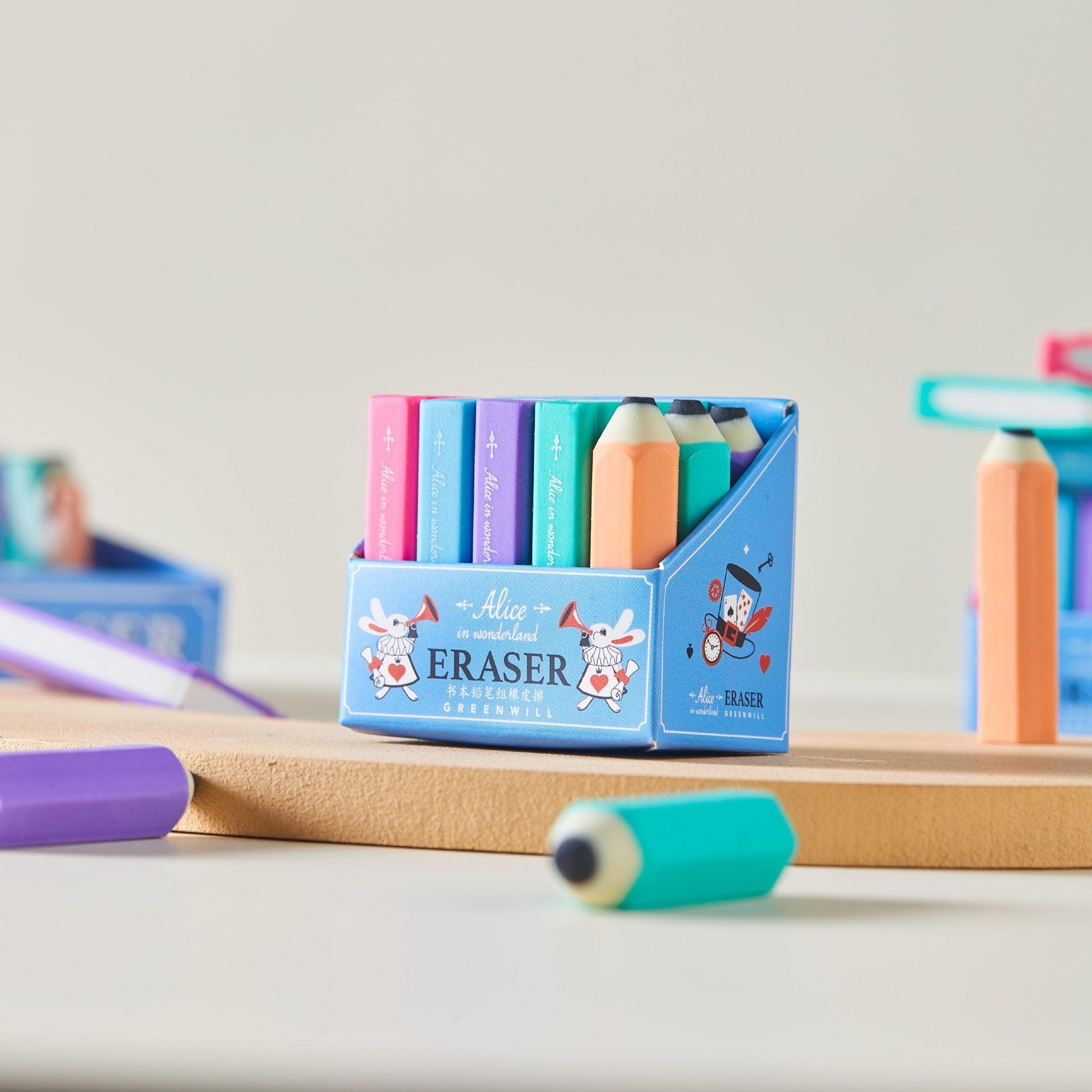 Books & Pencils Shape Eraser Set ( 7pcs )