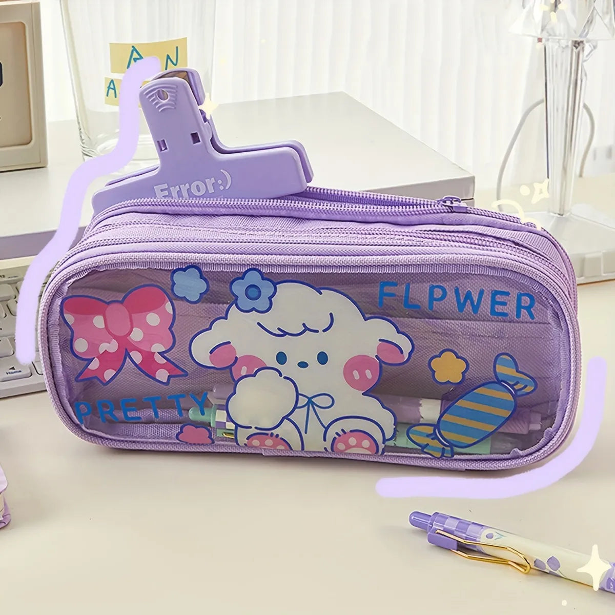 Kawaii Triple Layer Multipurpose Pencil Stationery Pouch ( 1pc )