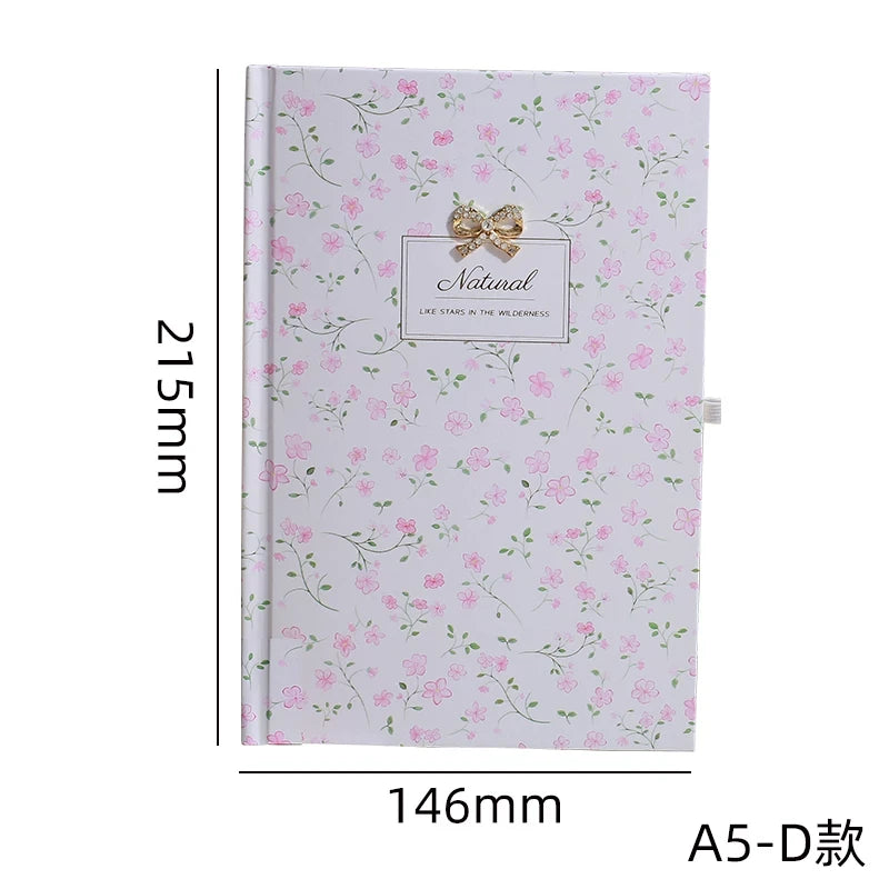 Floral Bow Charm Hardbound Handbook Notebook Diary A5 ( 1pc )