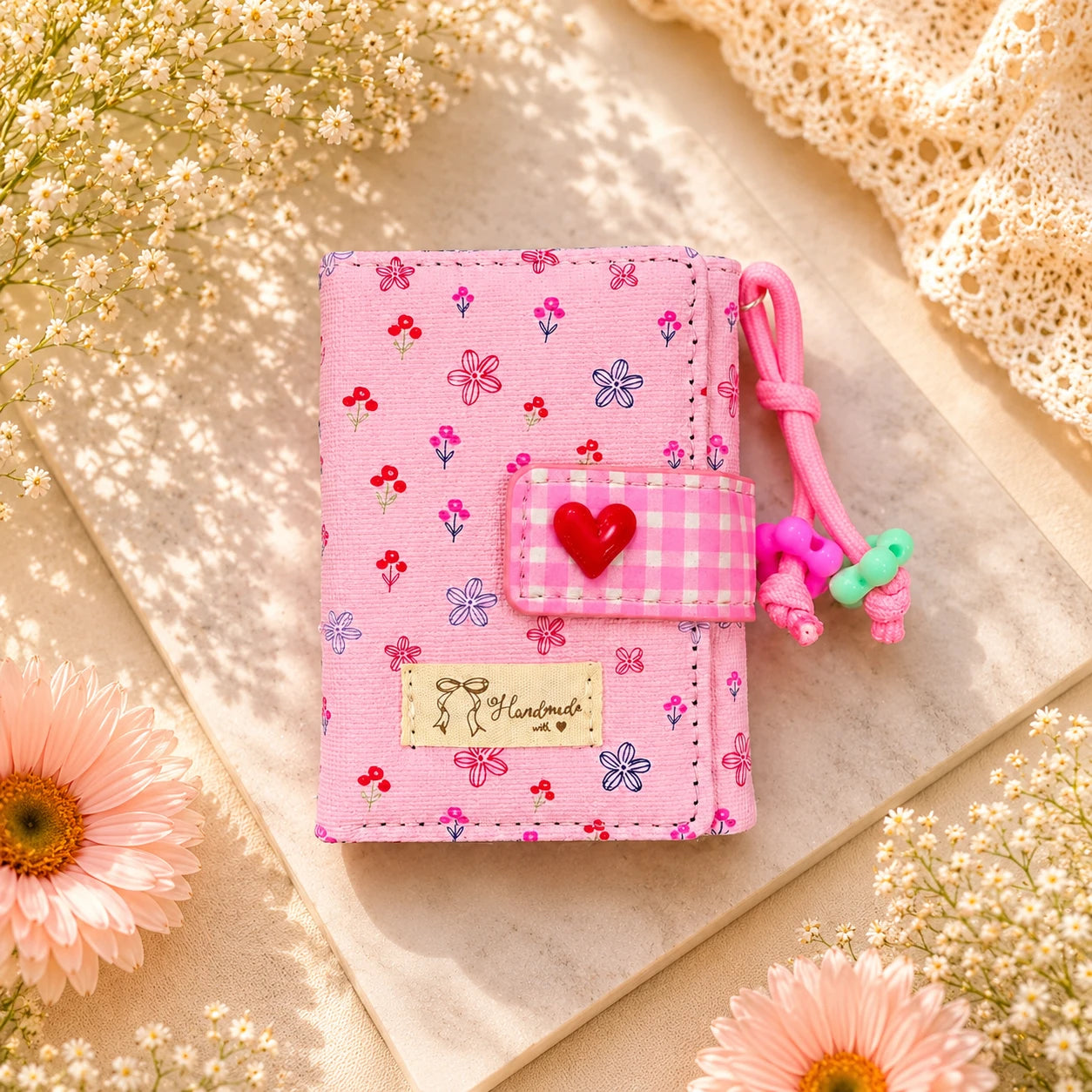 Pinteresty Heart Floral Trifold Wallet ( 1pc )