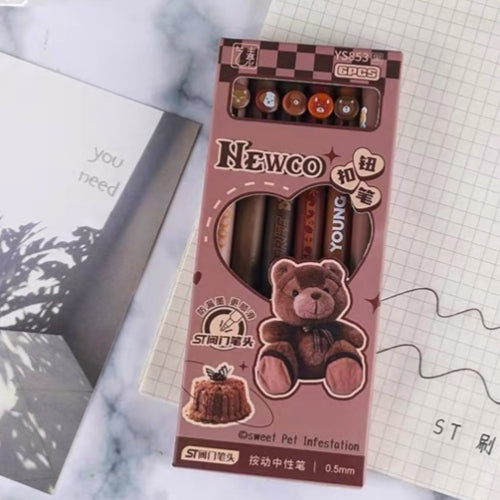 Sweet Bear Gel Pen Set ( 6pcs )