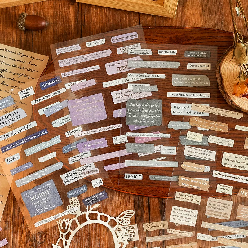 Retro Old Time English Quoted Series Journaling Scrapbooking Sticker Sheets ( 6sheets )