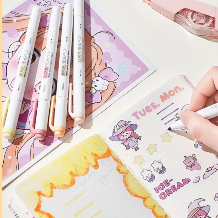 Pastel Double Head Soft Color Marker Highlighter Set ( 5pcs )