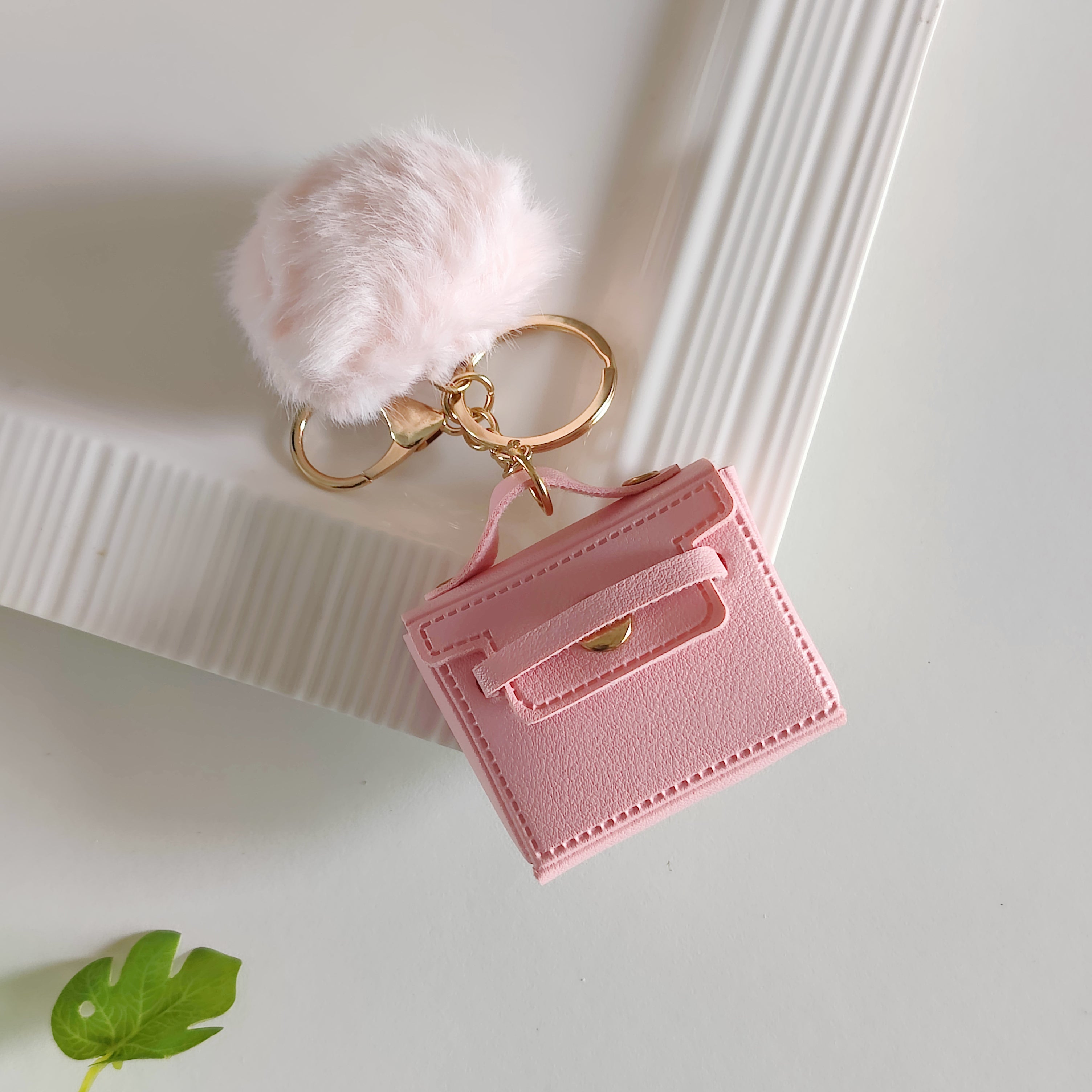 Mini Coin Purse Pouch With Pompom Keychain ( 1pc )