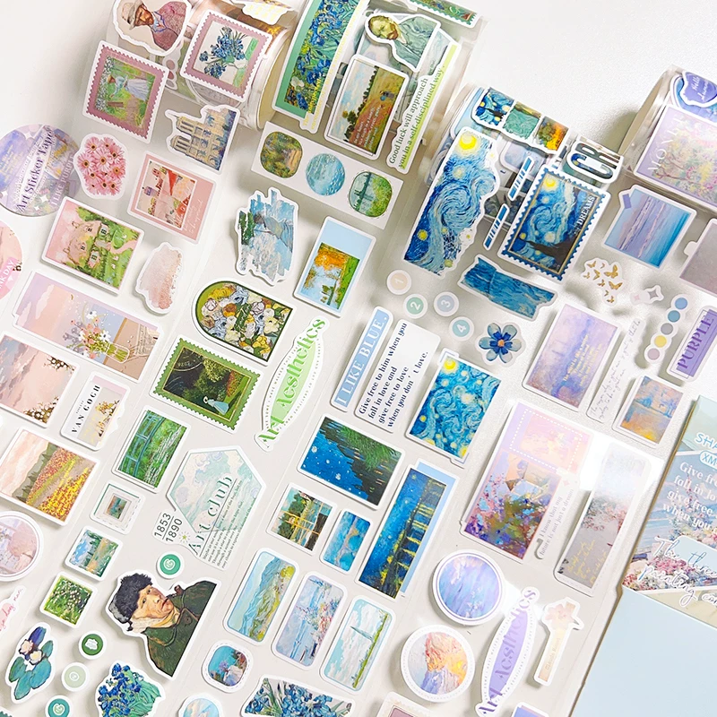 Oil Painting Style Journaling Stamp Sticker Roll ( 1pc )