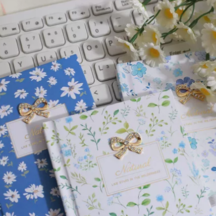 Fresh & Floral Bow Charm Hardbound Handbook Notebook Diary ( 1pc )