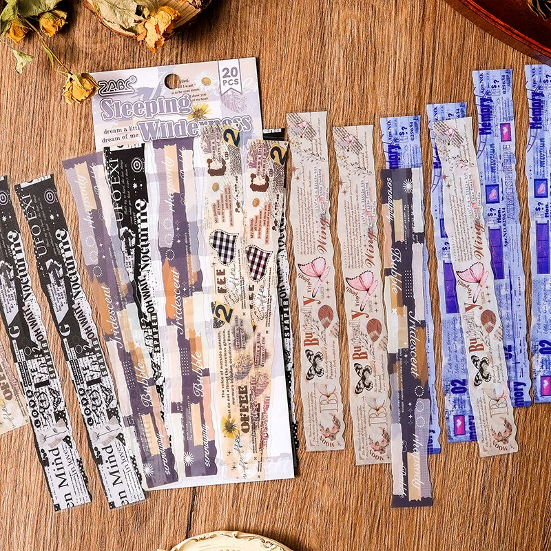 Retro Poetry English Journaling Scrapbooking Sticker Strips ( 20 Sheets )