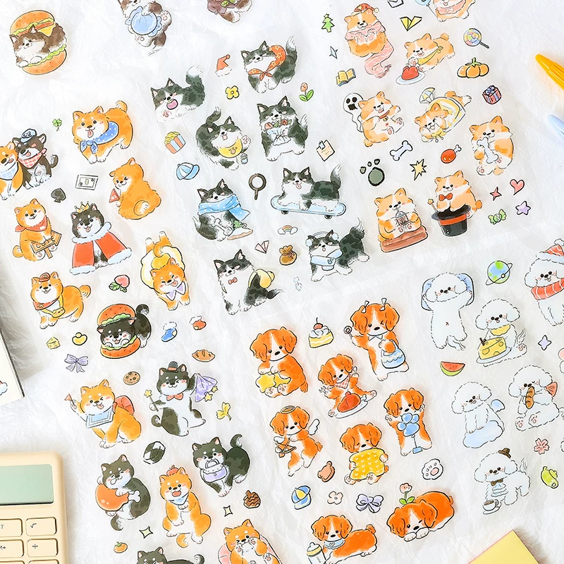 Cute Puppy Kitty Cat Journaling Scrapbooking Sticker Sheet ( 4 sheets )