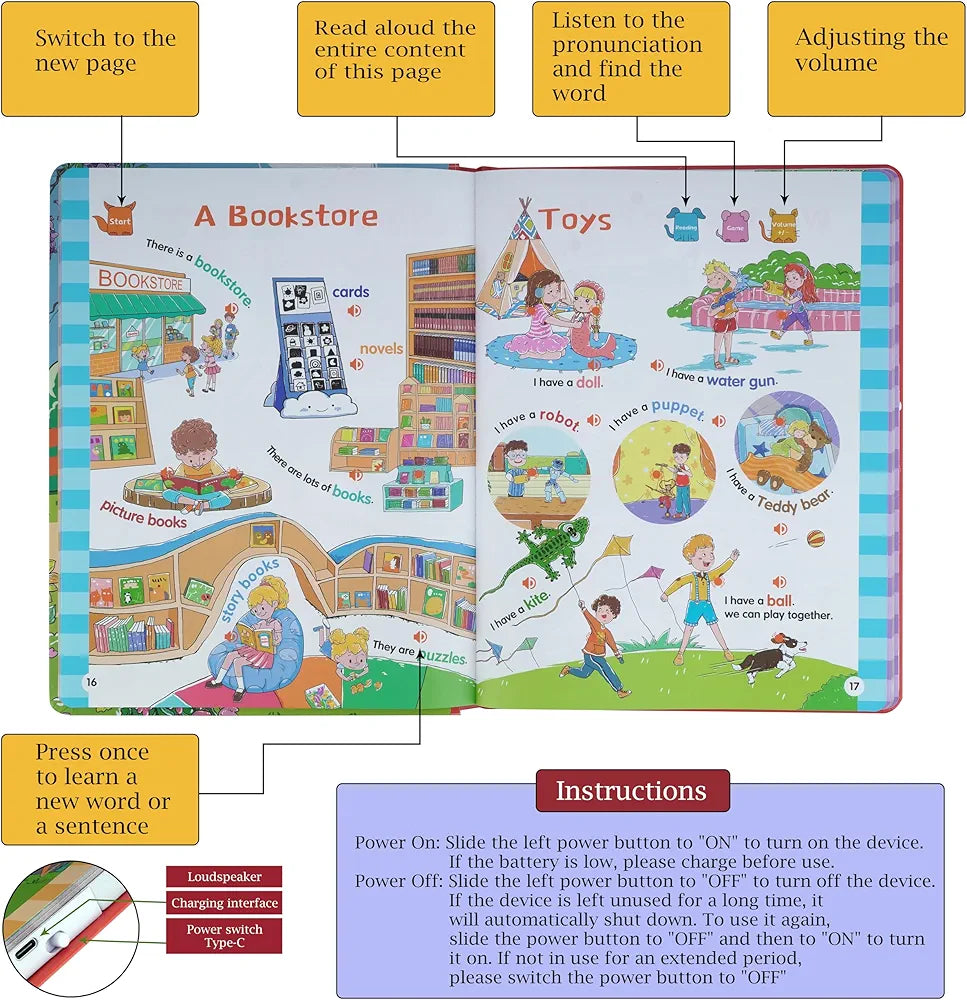 Interactive English Learning Kids Audio Book Rechargable ( 1pc )