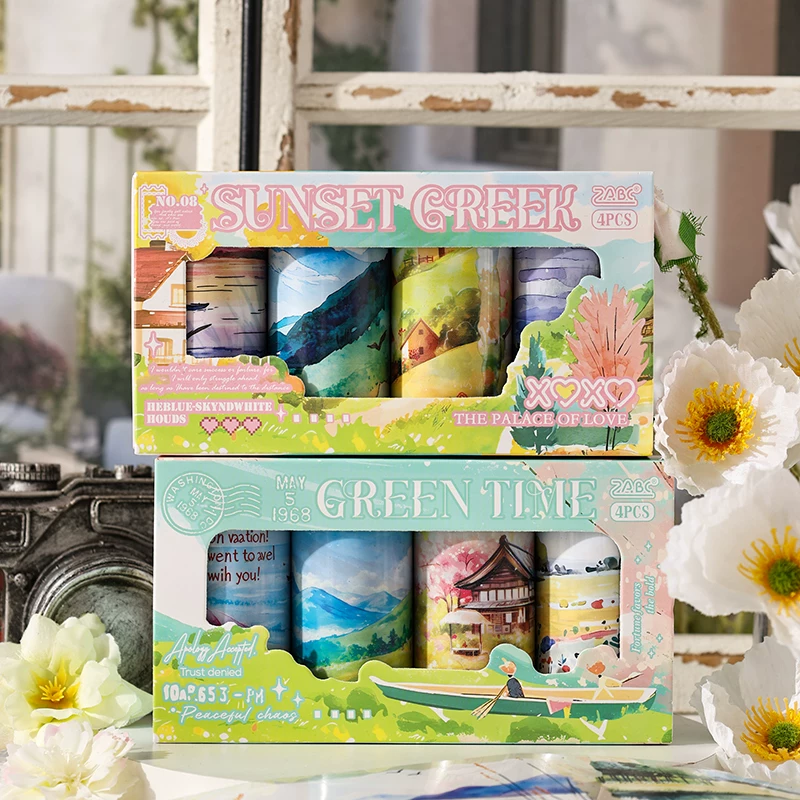 Flowing Clouds and Falling Shadows Series Journaling Scrapbooking Sticker Tape Rolls ( 4pcs )