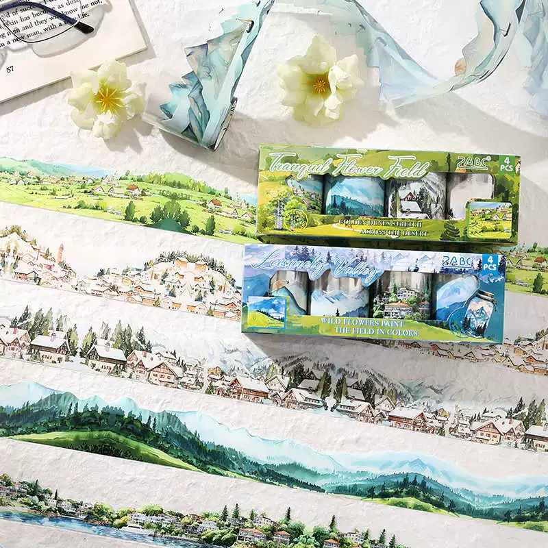 Scenery Journaling Scrapbooking Washi Tape Sticker Roll ( 4pcs )