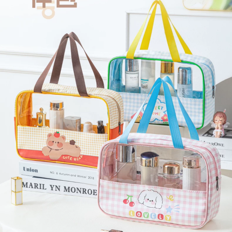Kawaii PVC Semi Transparent Big Travel Wash Bag ( 1pc )