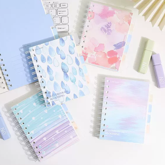 Watercolor Blooming Coil Bound Spiral Notebook Dairy ( 1pc )