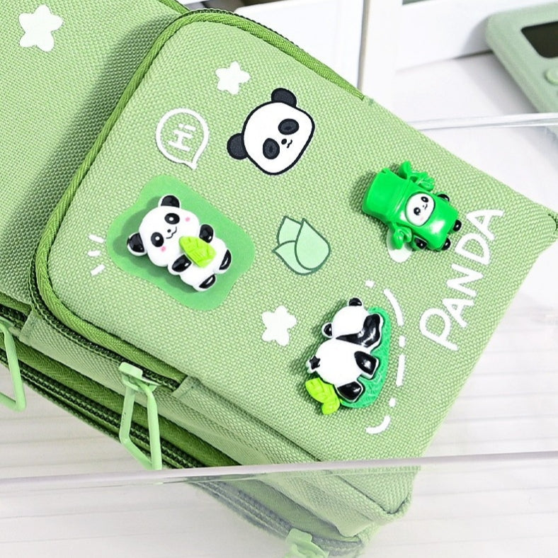 Panda Confetti Charm Double Layer Multipurpose Pencil Stationery Pouch ( 1pc )