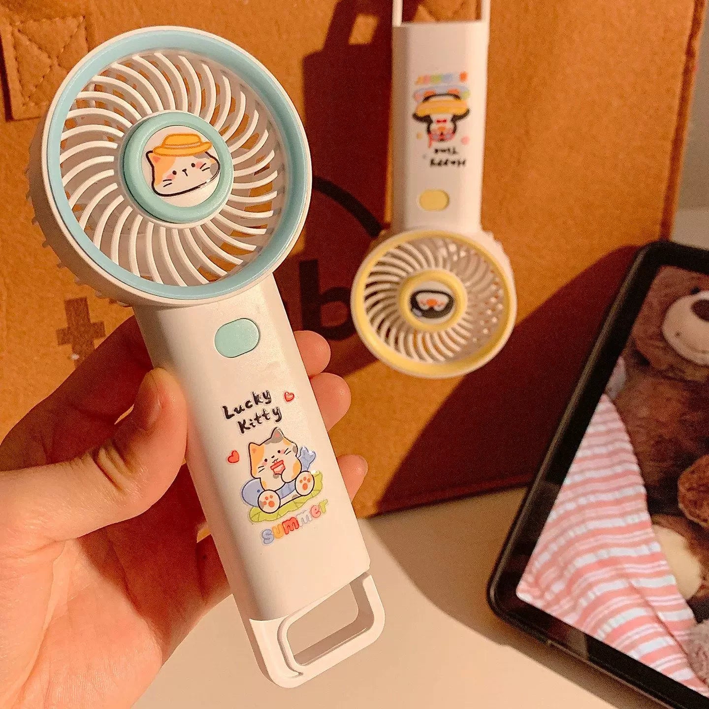 Cute Handheld Three Speed Portable Fan With Hook Stand ( 1pc )