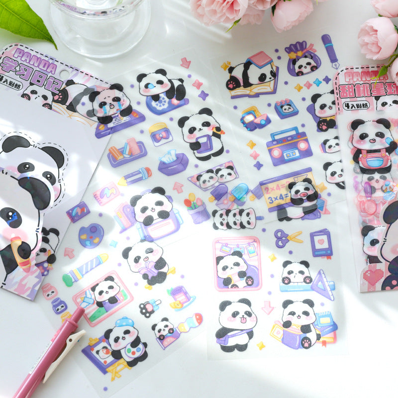 Panda PET Sticker Sheets ( 4 sheets )