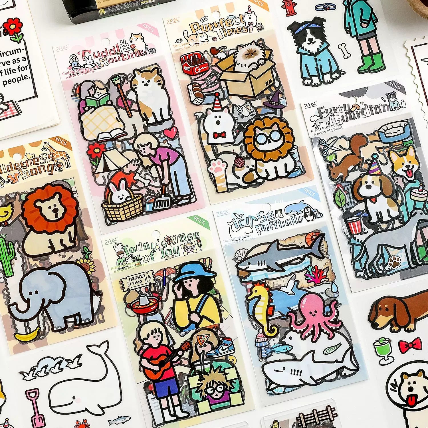 Cozy Life Doodle-Art Journaling Scrapbooking Stickers Sheets ( 4 Sheets )
