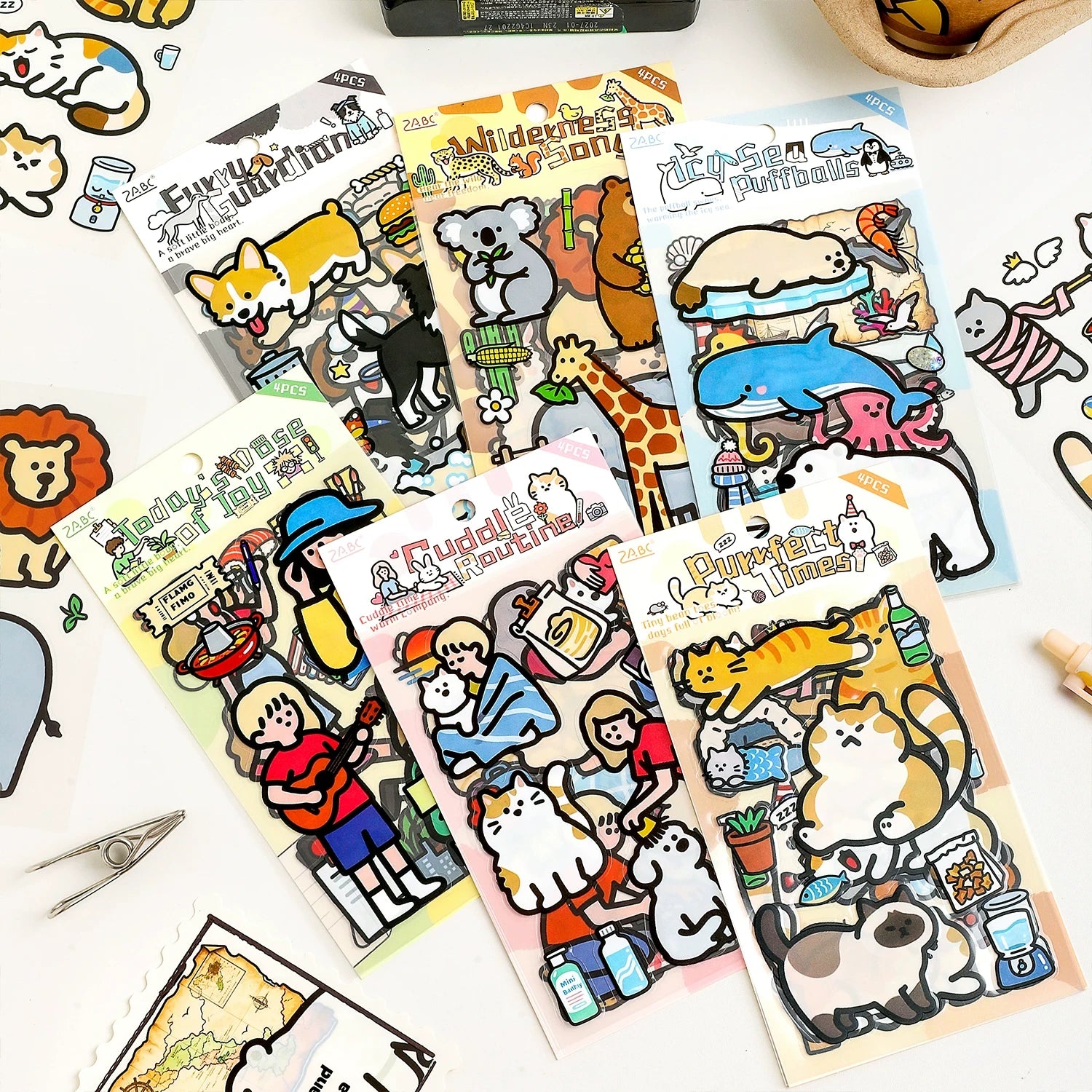 Cozy Life Doodle-Art Journaling Scrapbooking Stickers Sheets ( 4 Sheets )