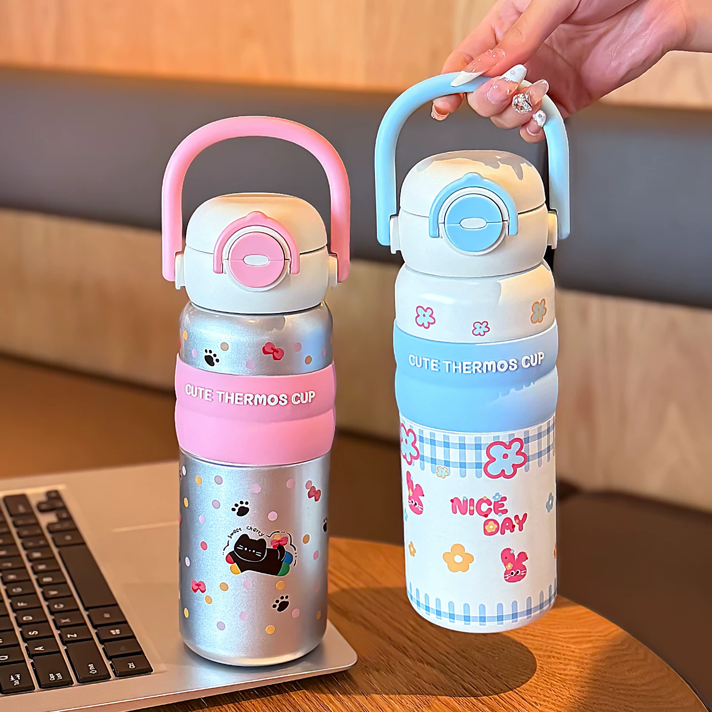 Pinteresty Thermos Double Sipper Stainless Steel Tumbler Bottle ( 1pc )