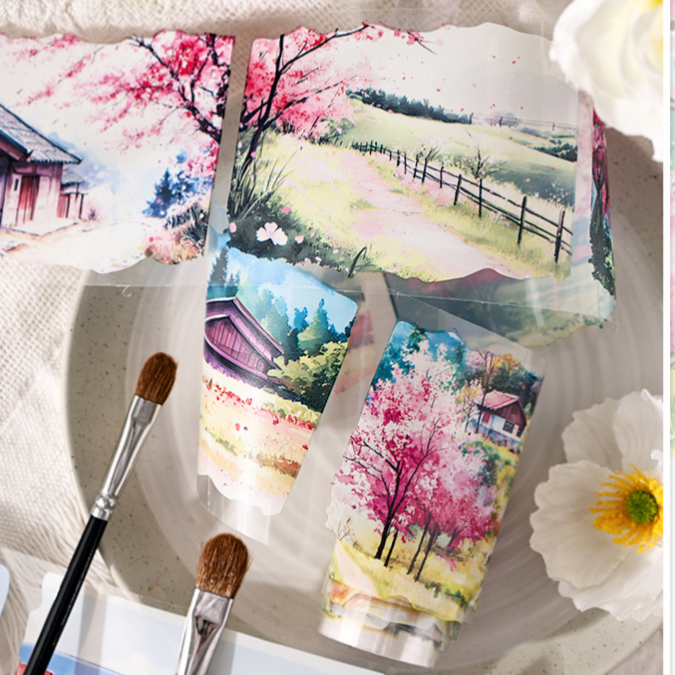 Flowing Clouds and Falling Shadows Series Journaling Scrapbooking Sticker Tape Rolls ( 4pcs )