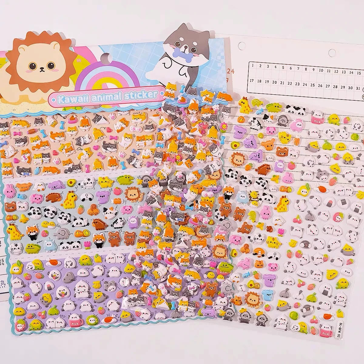 3D Kawaii Animal Puffy Foam Sticker Sheets ( 2 Sheets )