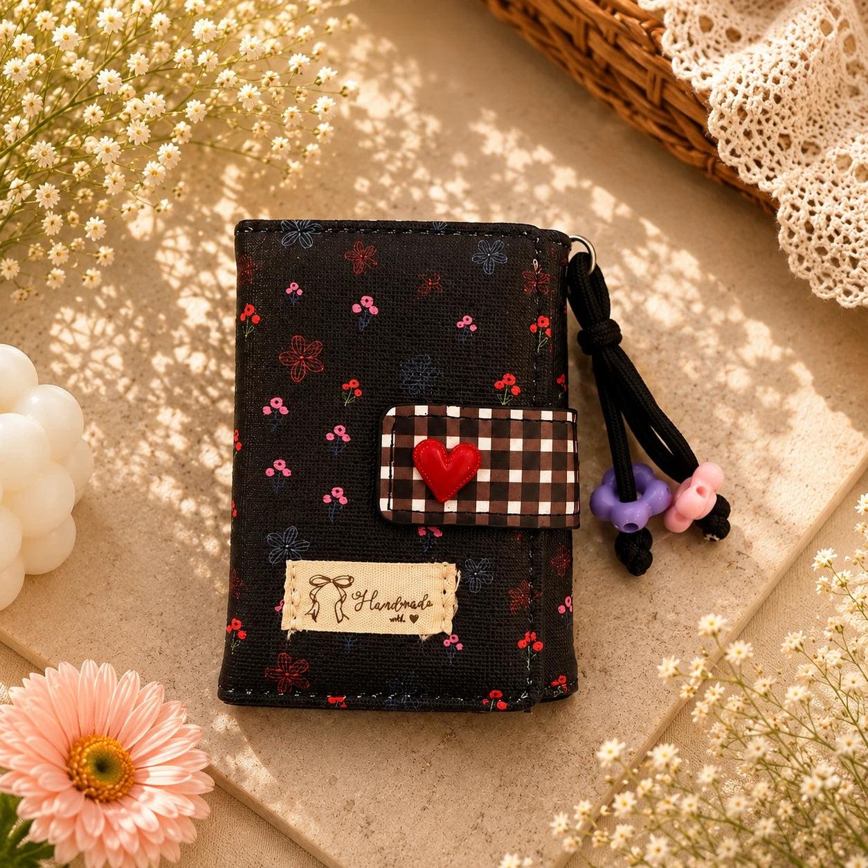Pinteresty Heart Floral Trifold Wallet ( 1pc )