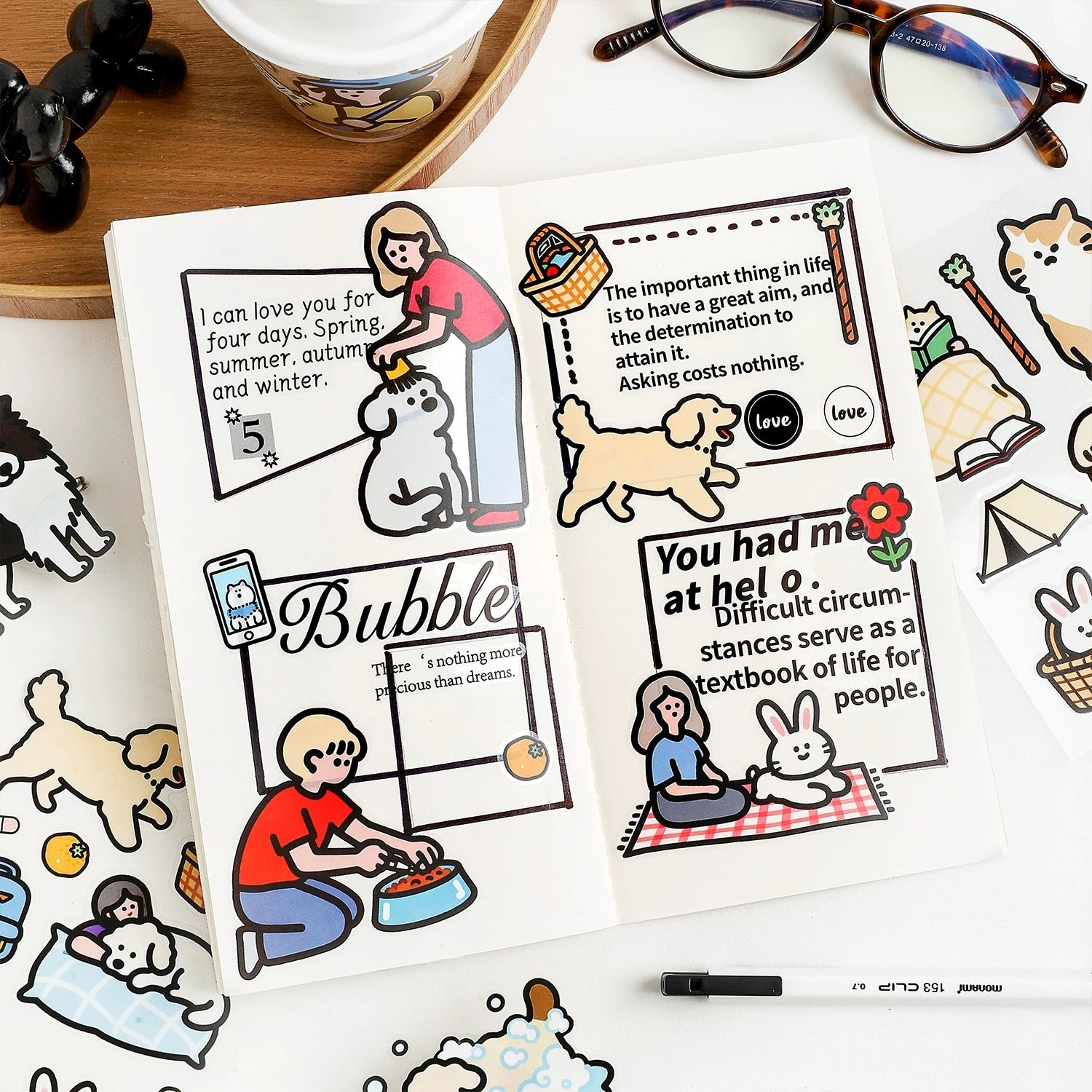 Cozy Life Doodle-Art Journaling Scrapbooking Stickers Sheets ( 4 Sheets )