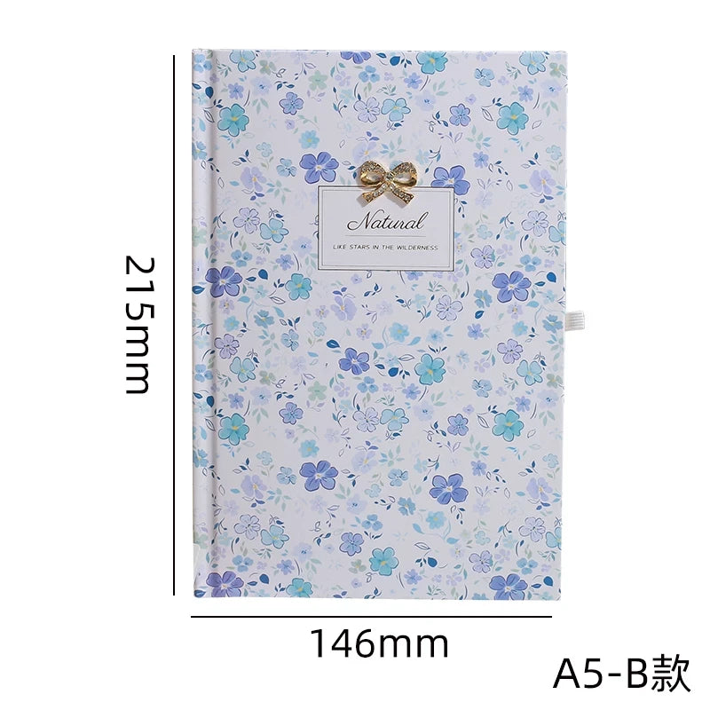 Floral Bow Charm Hardbound Handbook Notebook Diary A5 ( 1pc )