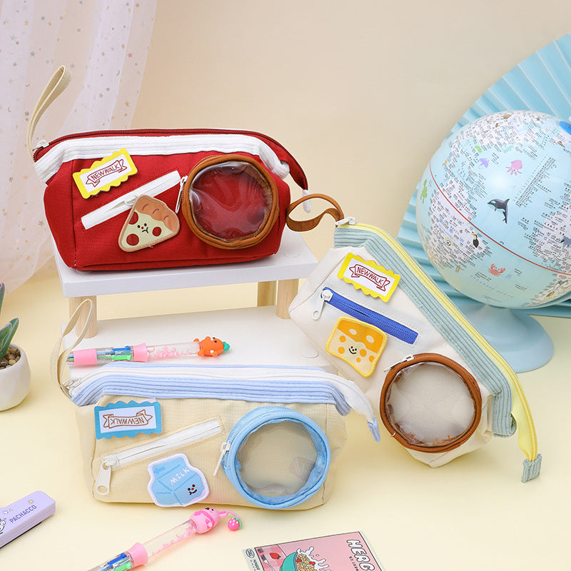 Aesthetic Wide Opening Multipurpose Stationery Pencil Pouch ( 1pc )