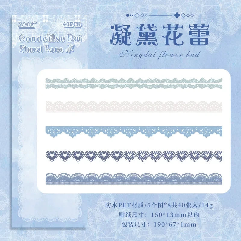 Dreamy Lace & Floral Series Journaling Scrapbooking Stickers Strips ( 40pcs )