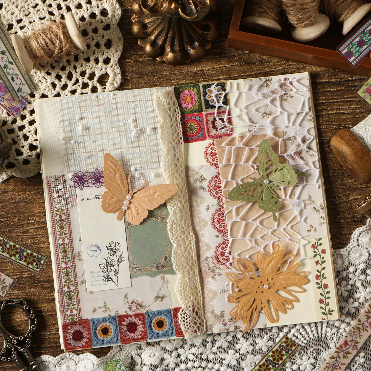 Lingering Amidst the Flower Series Journaling Scrapbooking Stickers Strips ( 20pcs )