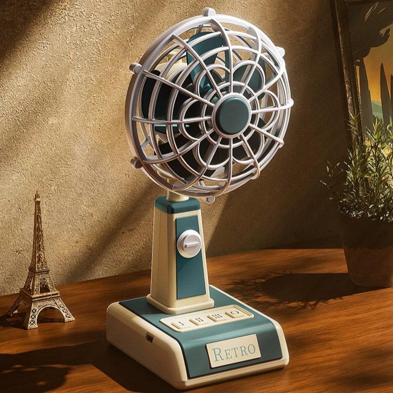 Retro Table Three Speed Fan Rechargeable ( 1pc )