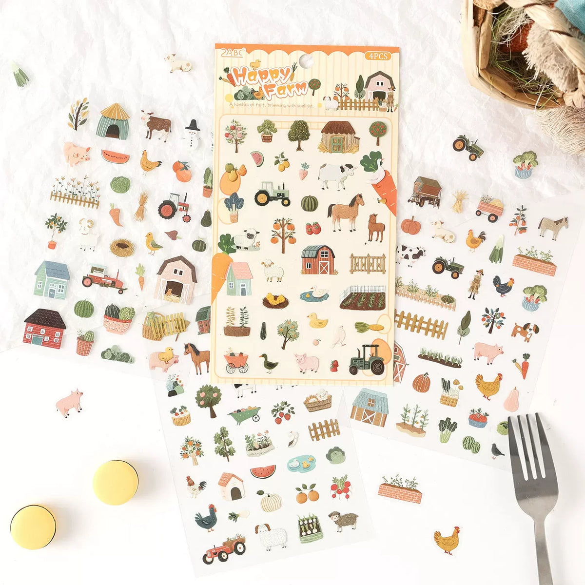 Little Joys of Life Series PET Journaling Scrapbooking Stickers Sheets ( 4 sheets )