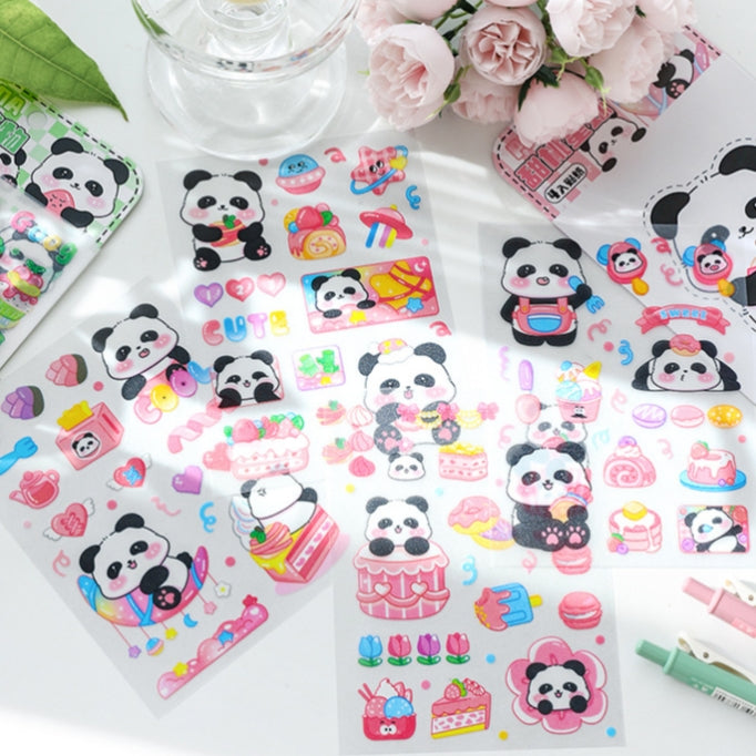 Panda PET Sticker Sheets ( 4 sheets )