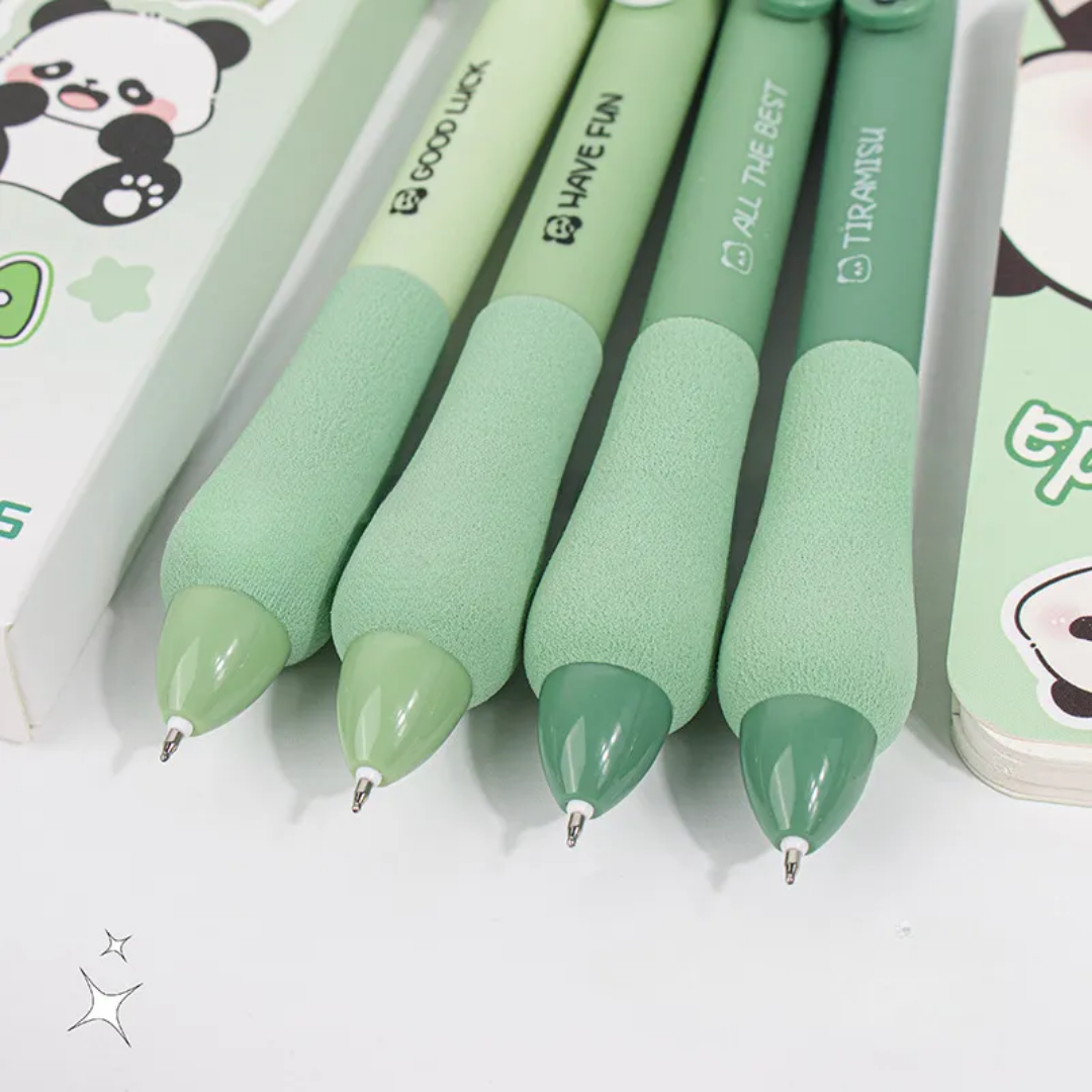 Panda Plush Soft Grip Pen Set ( 4pcs )