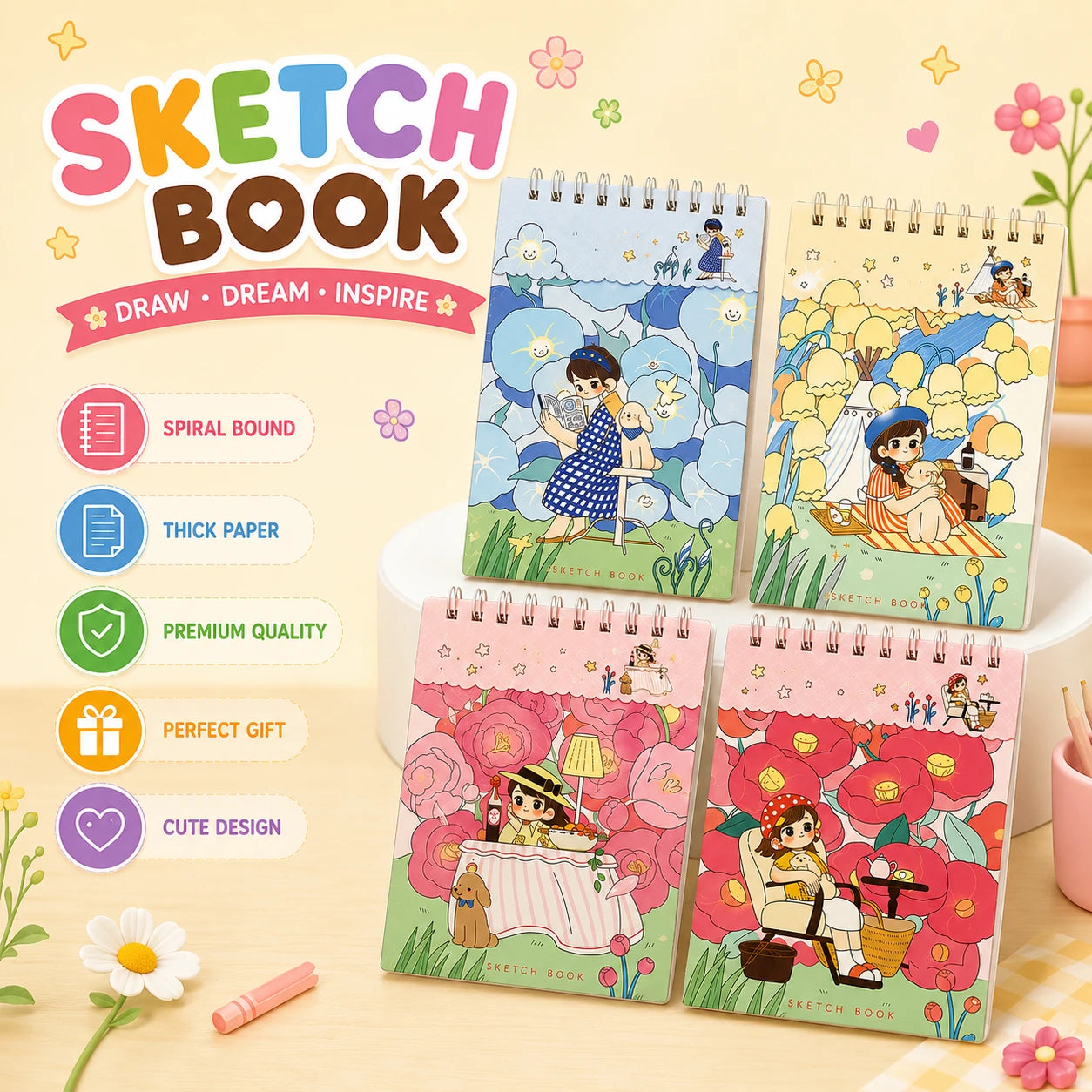 Kawaii Sketch Spiral Book ( 1pc )