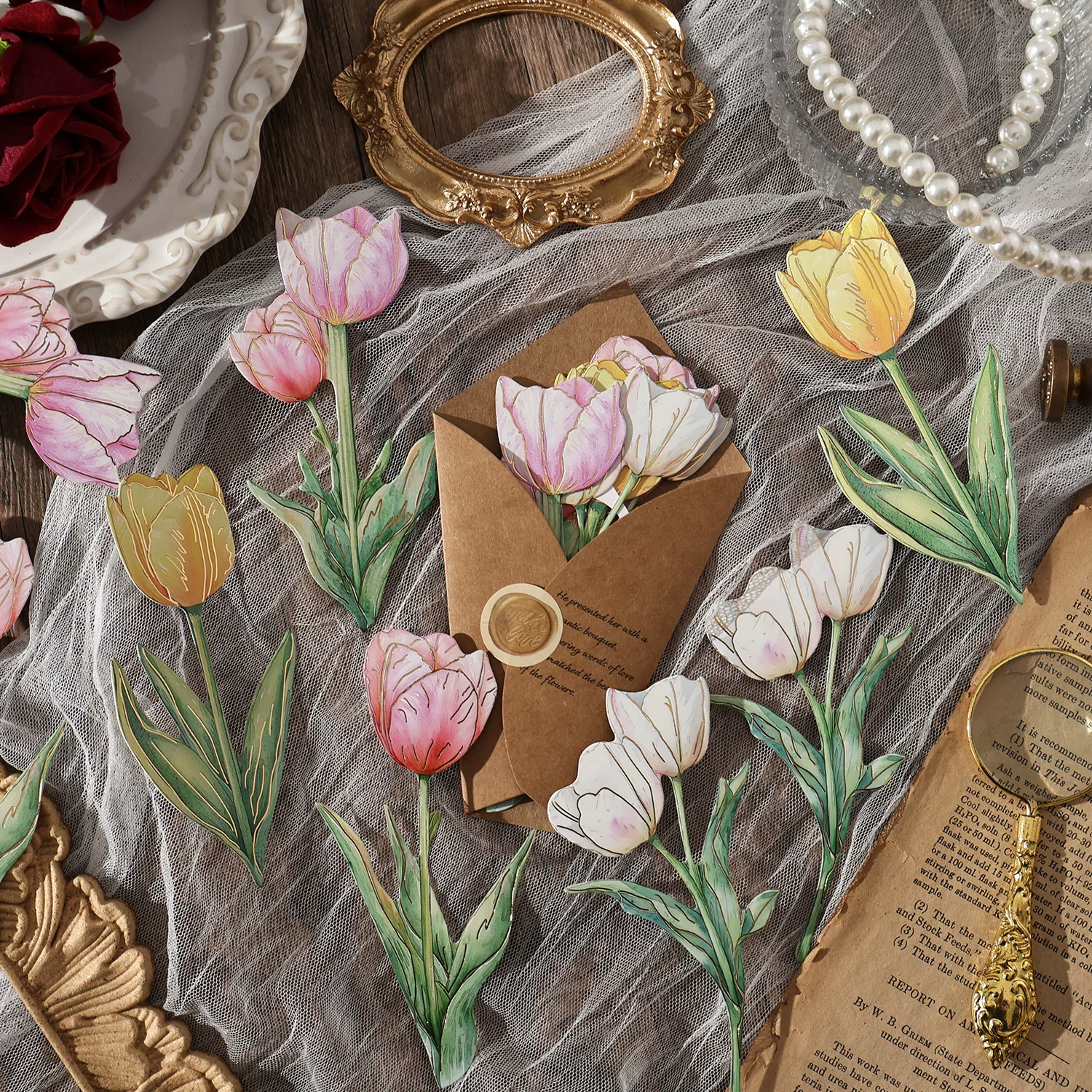 Floral Fragrance Series Journaling Scrapbooking Cutouts ( 8pcs )